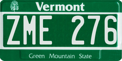 VT license plate ZME276