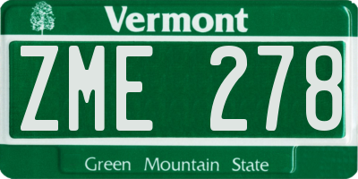 VT license plate ZME278
