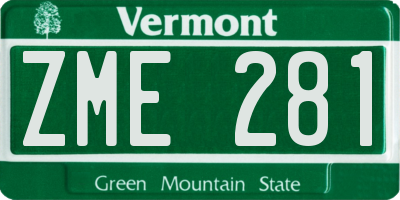 VT license plate ZME281