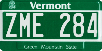 VT license plate ZME284