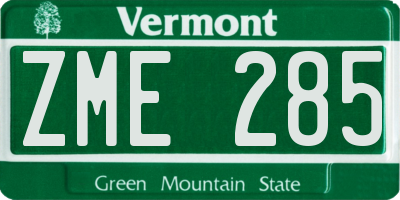 VT license plate ZME285