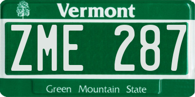 VT license plate ZME287