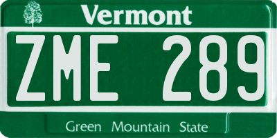 VT license plate ZME289