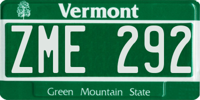 VT license plate ZME292
