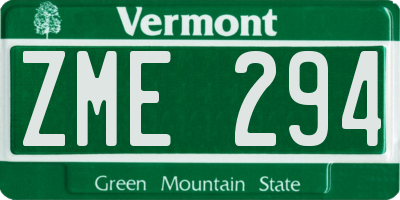 VT license plate ZME294