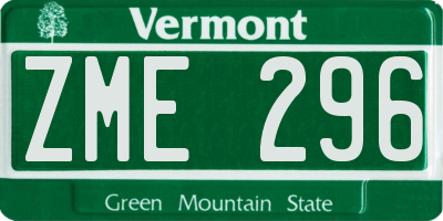 VT license plate ZME296