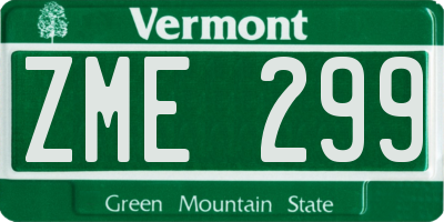 VT license plate ZME299