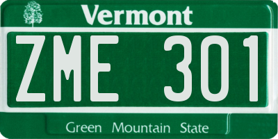 VT license plate ZME301