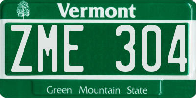 VT license plate ZME304
