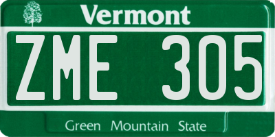 VT license plate ZME305