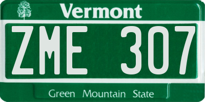 VT license plate ZME307