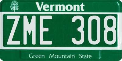 VT license plate ZME308