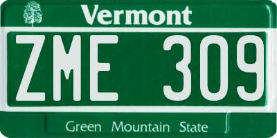 VT license plate ZME309