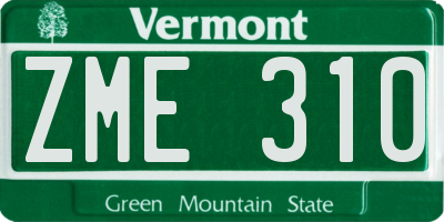 VT license plate ZME310