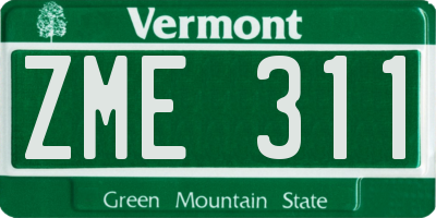 VT license plate ZME311
