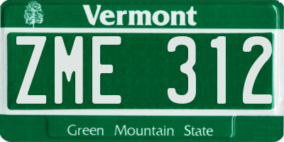 VT license plate ZME312