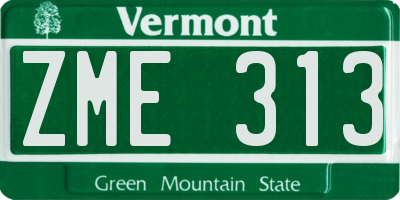 VT license plate ZME313