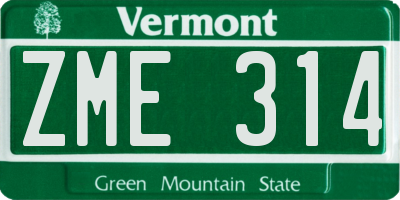 VT license plate ZME314