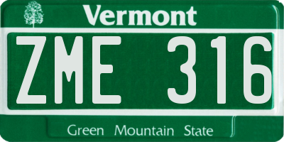 VT license plate ZME316
