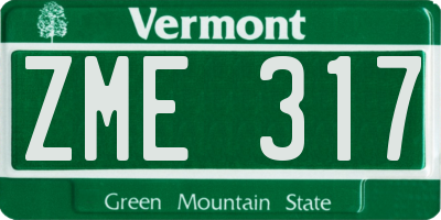 VT license plate ZME317