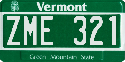 VT license plate ZME321