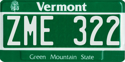 VT license plate ZME322