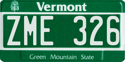VT license plate ZME326