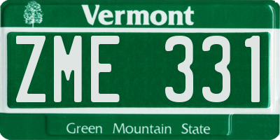 VT license plate ZME331