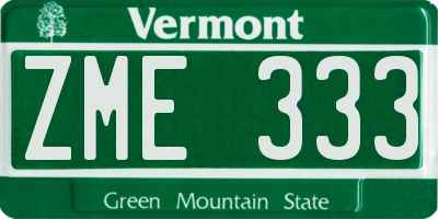 VT license plate ZME333
