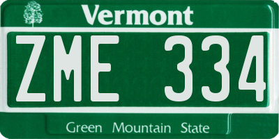 VT license plate ZME334