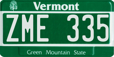 VT license plate ZME335