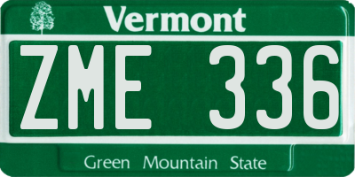 VT license plate ZME336