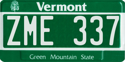 VT license plate ZME337
