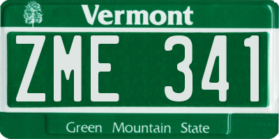 VT license plate ZME341