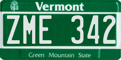 VT license plate ZME342