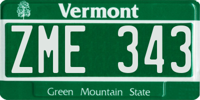 VT license plate ZME343