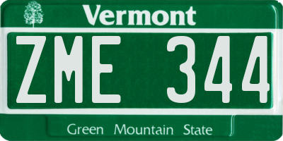 VT license plate ZME344
