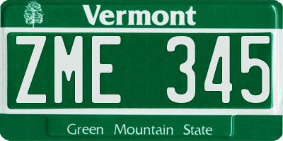 VT license plate ZME345