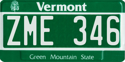 VT license plate ZME346