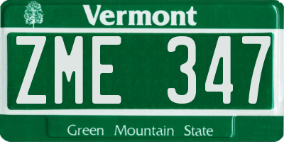 VT license plate ZME347