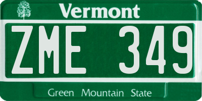 VT license plate ZME349