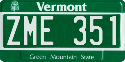 VT license plate ZME351
