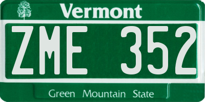 VT license plate ZME352
