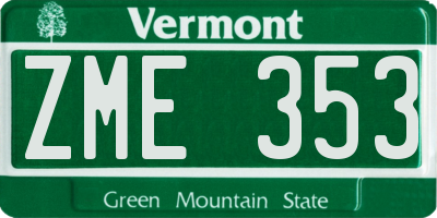 VT license plate ZME353