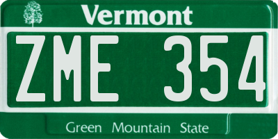 VT license plate ZME354
