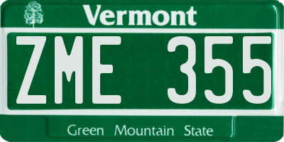 VT license plate ZME355