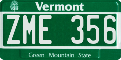 VT license plate ZME356
