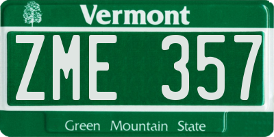 VT license plate ZME357