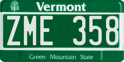 VT license plate ZME358