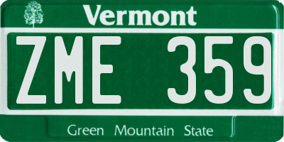 VT license plate ZME359